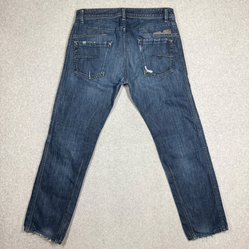 Diesel Darron Regular Slim Tapered Jeans Mens 34x31 Blue Wash ORM80 Button Fly - Picture 4 of 16